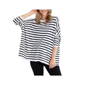 Mersea Catalina Travel Sweater Navy & White  One Size Light weight Oversize fit